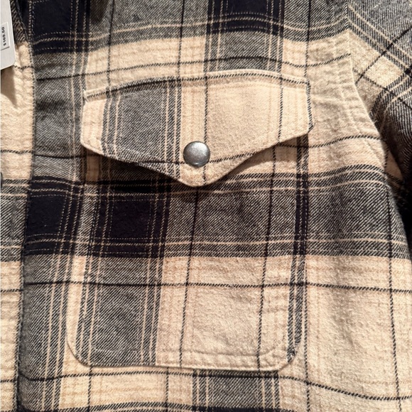 NWT Lucky Brand Women’s Size Small Black & Cream Sherpa Lined Flannel Shacket - Picture 7 of 16